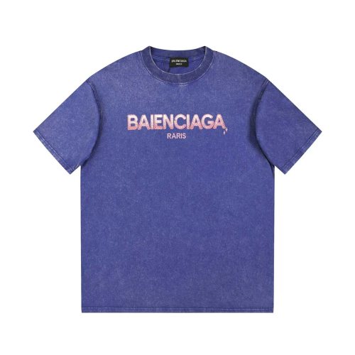 Balenciaga Classic Logo Printed Round Neck Short Sleeve Unisex Casual Washed T-shirt