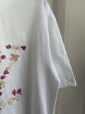 Louis Vuitton Fashion Floral Embroidered Logo Short Sleeve Unisex Canal Loose T-shirt