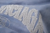 Balenciaga 26SS Retro Hot Diamond Logo Washed T-shirt Couple Casual Oversize Short Sleeve