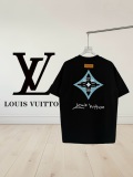 Louis Vuitton Fashion Embroidered Logo T-shirt Unisex Loose Casual Short Sleeve