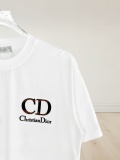 Dior Fashion Embroidered Logo Round Neck T-shirt Unisex Loose Casual Short Sleeve
