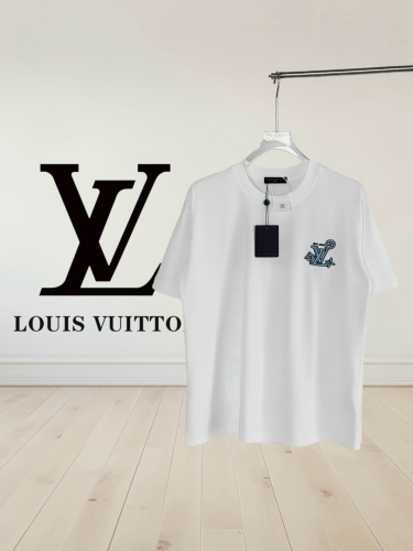 Louis Vuitton Fashion Heavy Industries Embroidered Logo Round Neck T-shirt Unisex Loose Casual Short Sleeve