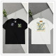 Louis Vuitton Fashion Embroidered Wave Color Logo T-shirt Unisex Loose Casual Short Sleeve