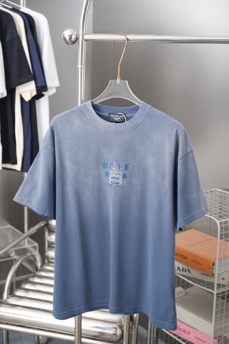 Balenciaga 26SS Retro Hot Diamond Logo Washed T-shirt Couple Casual Oversize Short Sleeve