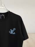 Louis Vuitton Fashion Heavy Industries Embroidered Logo Round Neck T-shirt Unisex Loose Casual Short Sleeve