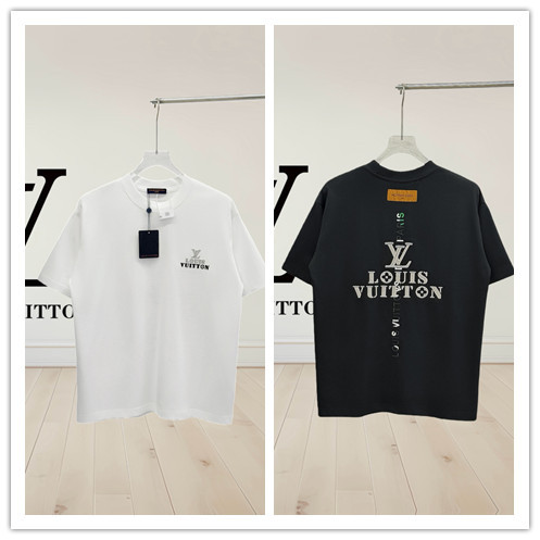 Louis Vuitton Fashion Embroidered Logo T-shirt Unisex Loose Casual Short Sleeve