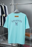Louis Vuitton 26SS Fashion Denim Sticker Hot Diamond Logo Short Sleeve Couple Casual Loose T-shirt
