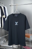 Louis Vuitton 26SS Fashion Denim Sticker Hot Diamond Logo Short Sleeve Couple Casual Loose T-shirt