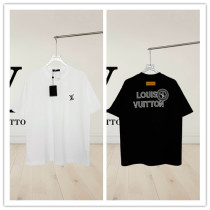 Louis Vuitton Classic Embroidered Logo Round Neck T-shirt Unisex Loose Casual Short Sleeve