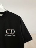 Dior Fashion Embroidered Logo Round Neck T-shirt Unisex Loose Casual Short Sleeve