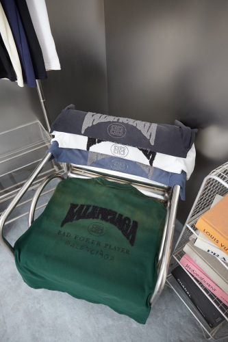 Balenciaga 26SS Retro Hot Diamond Logo Washed T-shirt Couple Casual Oversize Short Sleeve