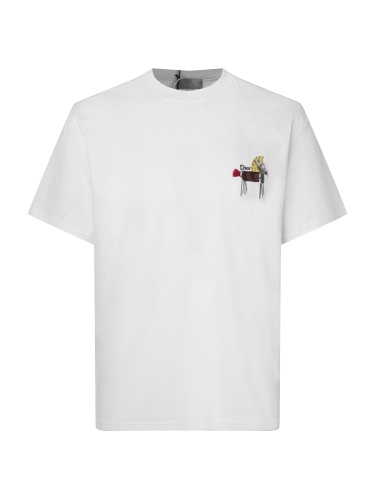 Dior Fashion Personalized Embroidered Polo Neck T-shirt Unisex Casual Versatile Short Sleeve