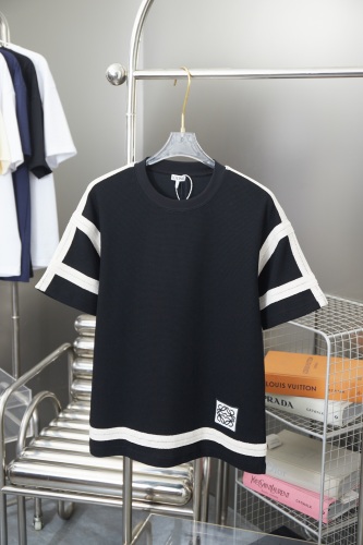 Loewe 26SS Classic Ribbon Splicing Embroidered Logo Short Sleeve Unisex Casual Versatile T-shirt