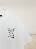 Louis Vuitton Fashion Embroidered Logo Round Neck T-shirt Unisex Loose Casual Short Sleeve