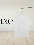 Dior Fashion Bead Embroidered Logo Round Neck T-shirt Unisex Loose Casual Short Sleeve