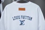 Louis Vuitton 26SS Fashion Denim Sticker Hot Diamond Logo Short Sleeve Couple Casual Loose T-shirt