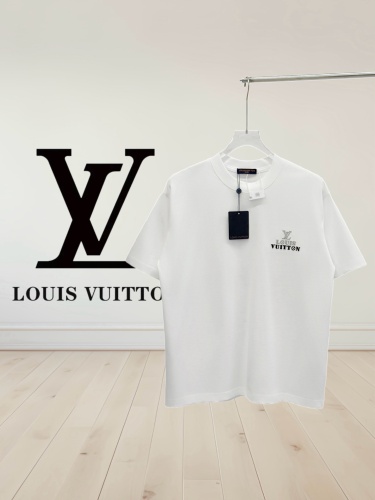Louis Vuitton Fashion Embroidered Logo T-shirt Unisex Loose Casual Short Sleeve