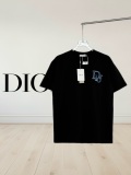 Dior Fashion Embroidered Logo Round Neck T-shirt Unisex Loose Casual Short Sleeve
