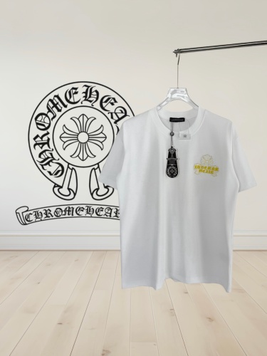 Chrome Hearts Fashion Patch Embroidered Round Neck T-shirt Unisex Loose Casual Short Sleeve