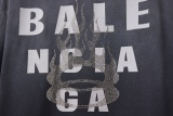 Balenciaga 26SS Retro Hot Diamond Logo Washed T-shirt Couple Casual Oversize Short Sleeve