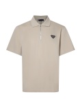 Prada Couple Classic Triangle Logo Half Zipper Collar Polo Shirt