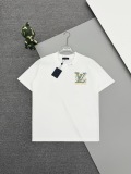 Louis Vuitton Fashion Embroidered Wave Color Logo T-shirt Unisex Loose Casual Short Sleeve