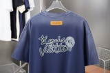 Louis Vuitton 26SS Classic Hot Diamond Logo Washed Short Sleeve Couple Casual Loose T-shirt