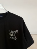 Louis Vuitton Fashion Embroidered Logo Round Neck T-shirt Unisex Loose Casual Short Sleeve
