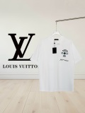 Louis Vuitton Fashion Embroidered Logo T-shirt Unisex Loose Casual Short Sleeve