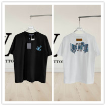 Louis Vuitton Fashion Heavy Industries Embroidered Logo Round Neck T-shirt Unisex Loose Casual Short Sleeve