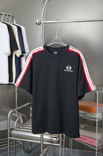 Balenciaga 26SS Classic Embroidered Logo Splicing Short Sleeve Couple Casual Oversize T-shirt