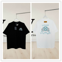 Louis Vuitton Fashion Heavy Industries Embroidered Logo Round Neck T-shirt Unisex Loose Casual Short Sleeve