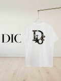 Dior Fashion Embroidered Logo Round Neck T-shirt Unisex Loose Casual Short Sleeve