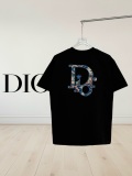 Dior Fashion Embroidered Logo Round Neck T-shirt Unisex Loose Casual Short Sleeve