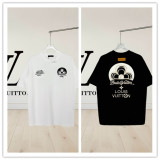 Louis Vuitton Classic Heavy Industries Embroidered Logo Round Neck T-shirt Unisex Loose Casual Short Sleeve
