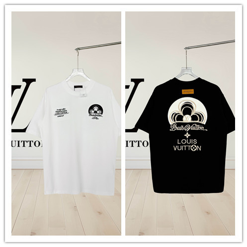 Louis Vuitton Classic Heavy Industries Embroidered Logo Round Neck T-shirt Unisex Loose Casual Short Sleeve