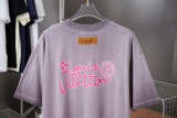 Louis Vuitton 26SS Classic Hot Diamond Logo Washed Short Sleeve Couple Casual Loose T-shirt