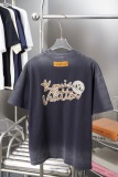Louis Vuitton 26SS Classic Hot Diamond Logo Washed Short Sleeve Couple Casual Loose T-shirt