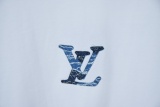 Louis Vuitton 26SS Fashion Denim Sticker Hot Diamond Logo Short Sleeve Couple Casual Loose T-shirt