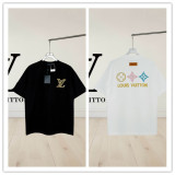 Louis Vuitton Classic Hollow Embroidery Logo Round Neck T-shirt Unisex Loose Casual Short Sleeve