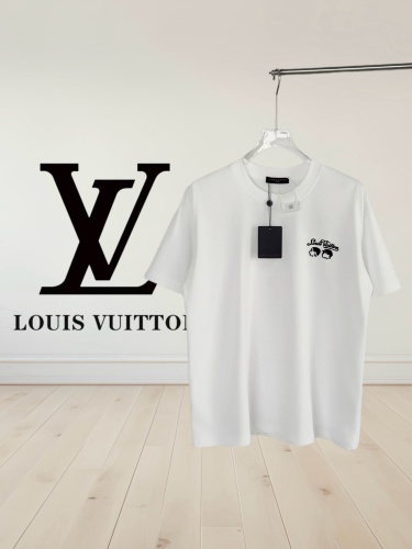 Louis Vuitton Fashion Embroidered Logo T-shirt Unisex Loose Casual Short Sleeve