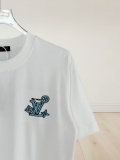 Louis Vuitton Fashion Heavy Industries Embroidered Logo Round Neck T-shirt Unisex Loose Casual Short Sleeve