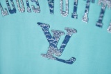 Louis Vuitton 26SS Fashion Denim Sticker Hot Diamond Logo Short Sleeve Couple Casual Loose T-shirt