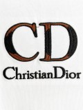 Dior Fashion Embroidered Logo Round Neck T-shirt Unisex Loose Casual Short Sleeve