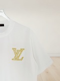 Louis Vuitton Classic Hollow Embroidery Logo Round Neck T-shirt Unisex Loose Casual Short Sleeve