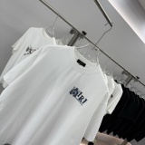 Amiri 26SS Fashion Denim Patch Embroidered Logo Short Sleeve Unisex Casual Versatile T-shirt