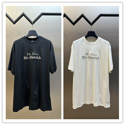 Dior Classic Embroidered Logo T-shirt Couple Casual Loose Short Sleeve