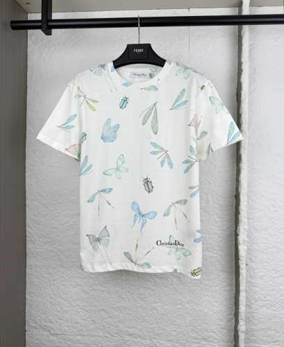 Dior Fashion Butterfly Insect Printed T-shirt Casual Loose Short Sleeve