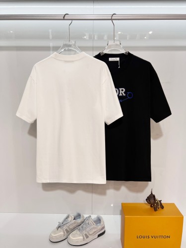 Dior Fashion Logo Printed Round Neck T-shirt Couple Casual Loose Short Sleeve