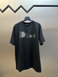Dior Classic Embroidered Logo Round Neck T-shirt Couple Casual Loose Short Sleeve